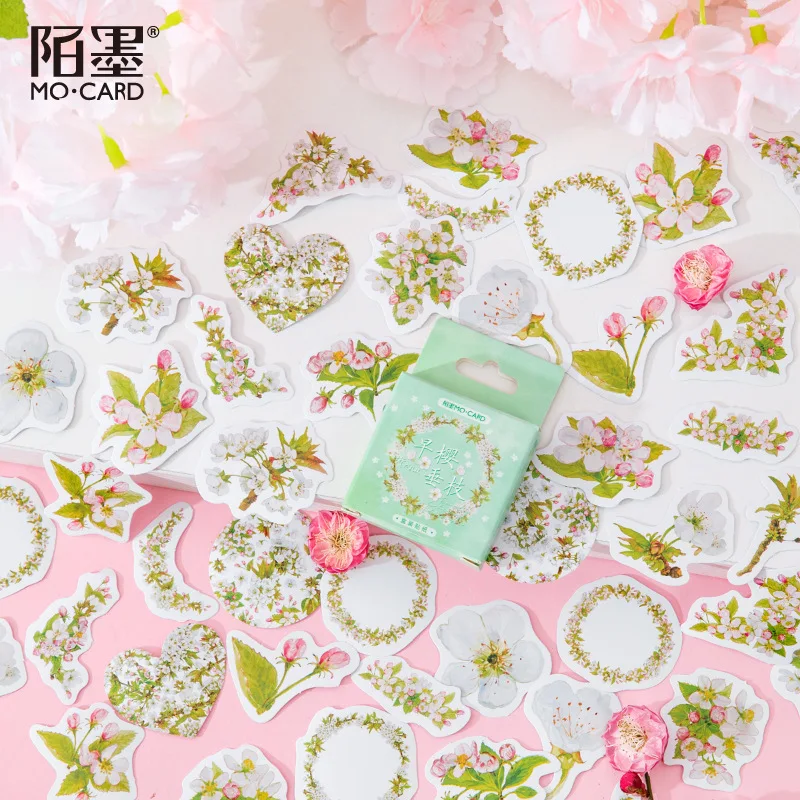 46 pcs/set Creative Cherry Blossoms Decorative Stickers Diy Scrapbooking Junk Joural Diary Stationery Sticker Gift Prizes