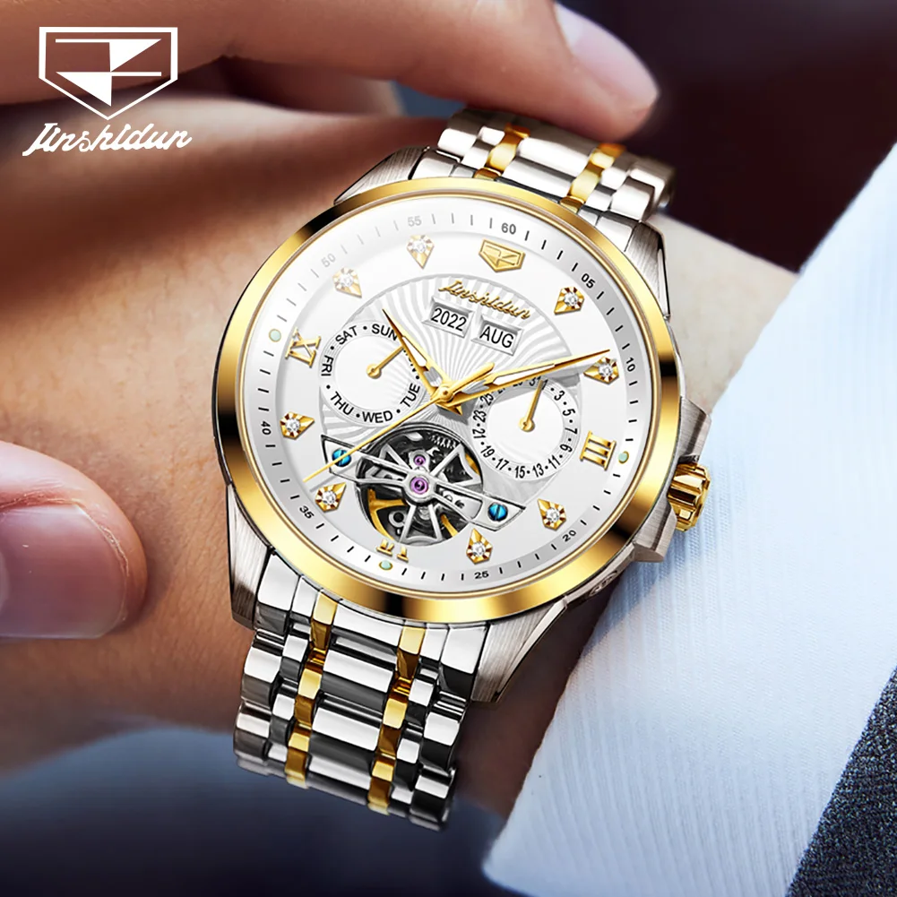 JSDUN 8911 Men's Watch High Quality Waterproof Luminescent Automatic Mechanical Watch Luxury Brand Multi functional Men's Watch