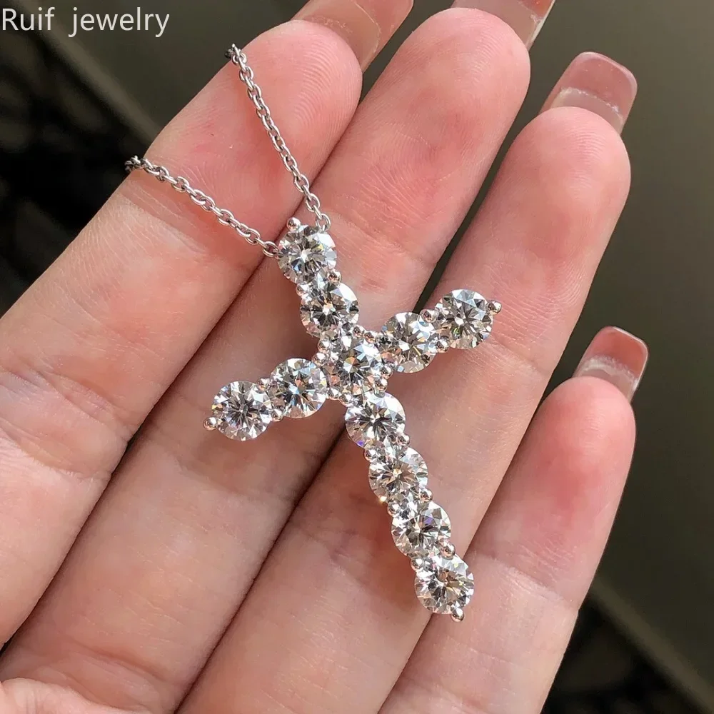 Ruif Customize Platinum Classci Cross Pendant Necklace for Women Chain Necklace Party Jewelry Birthday Gift