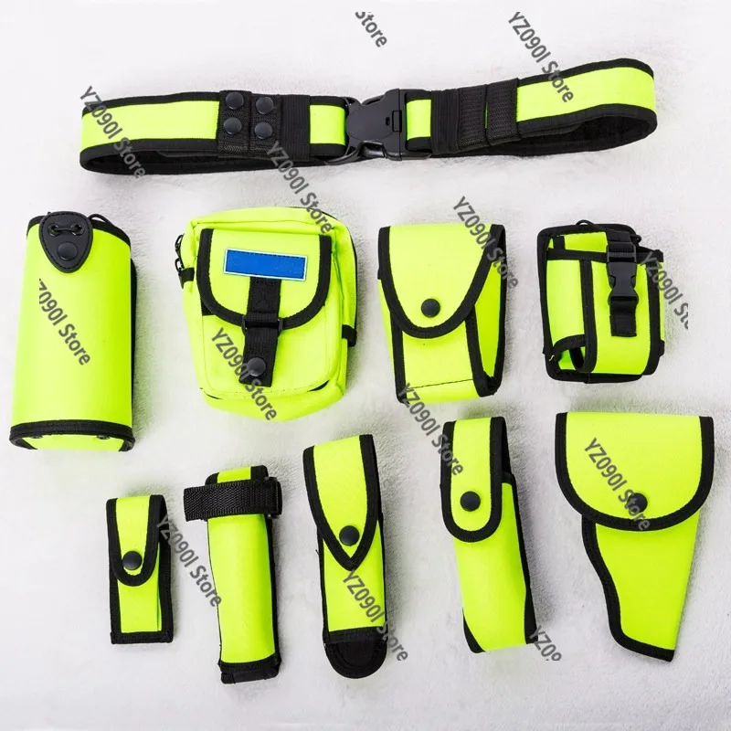 Men 9Pcs Tactical Belt Set Black Multifunctional Waist Pack Outdoor Security Field Gear