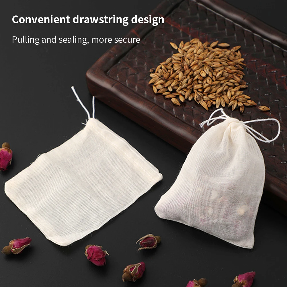 10pcs Mesh Cloth Drawstring Filter Bag Blend Fruit Juice Cheesecloth Straining Bag Tea Spices Nut Milk Fine Mesh Home Soup Pouch