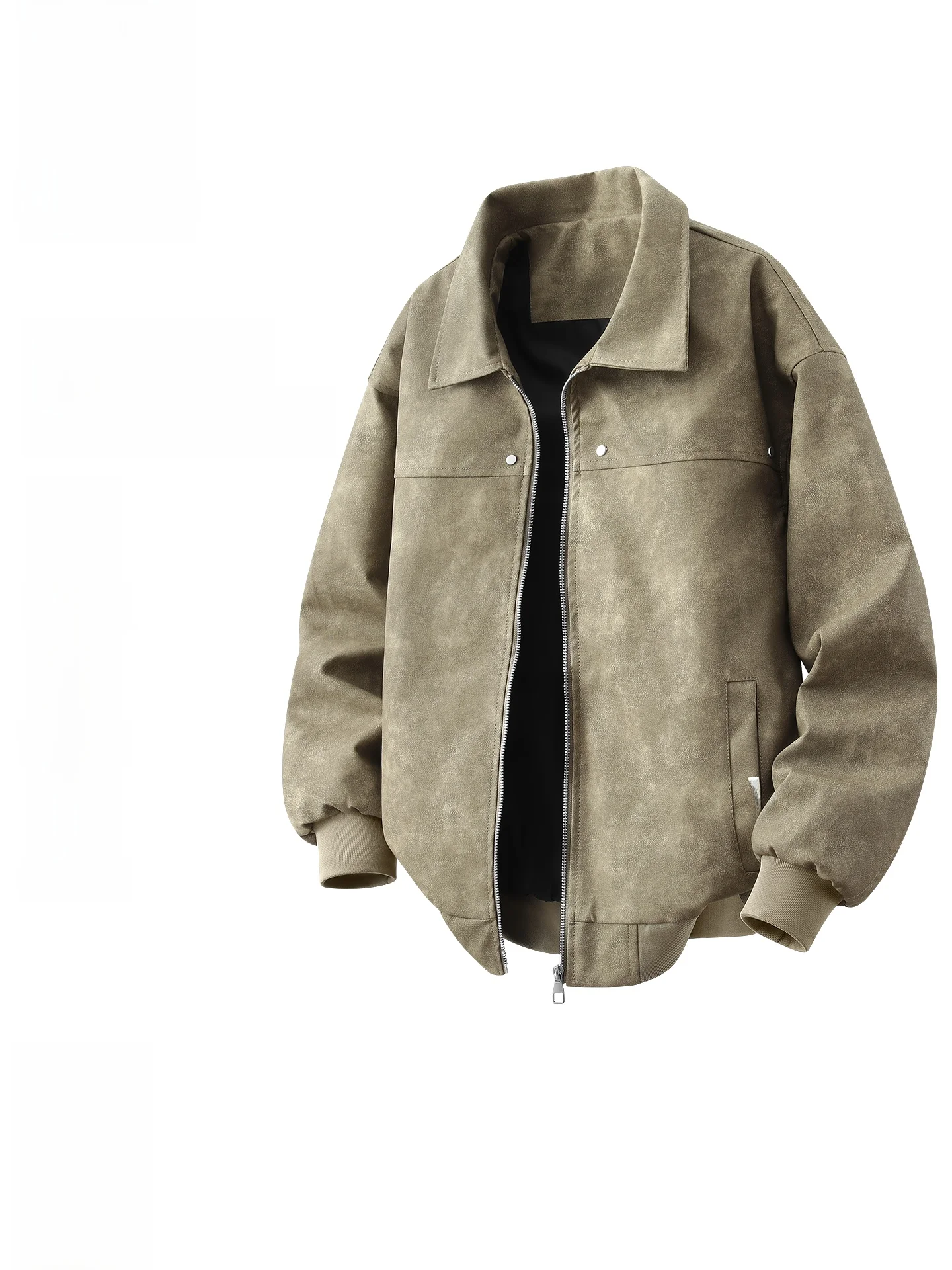 

Мужская кожаная куртка в городском стиле, американское ретро, с воротником, мужская весенняя верхняя одежда, прочная, с длинными рукавами, на молнии