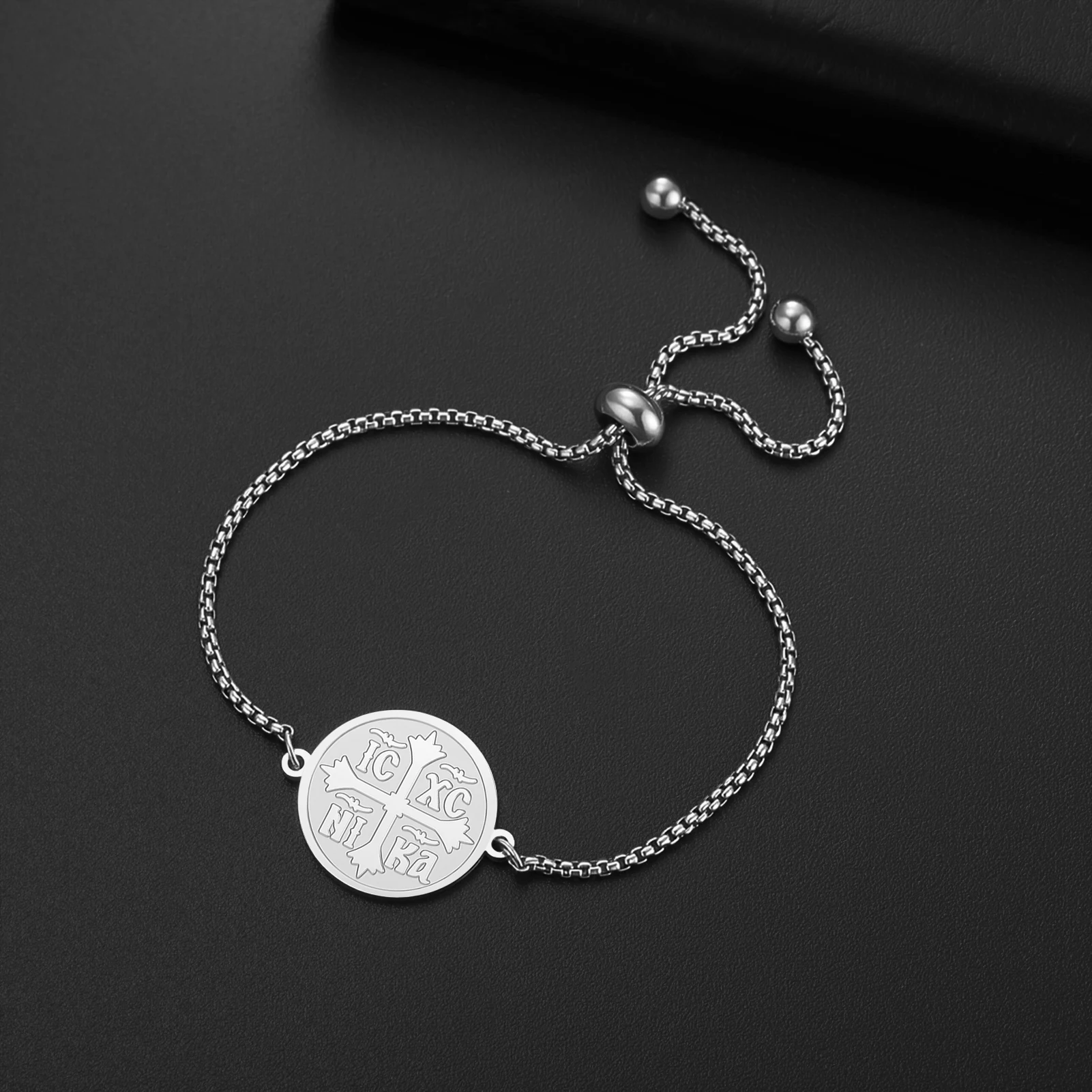Kkjoy Orthodoxes IC XC NIKA Kreuz-Armband aus Edelstahl, Christliches Religiöses Amulett, Nie Verblassendes Glaubens-Schmuckstück, Schutzgeschenk – Detail 3