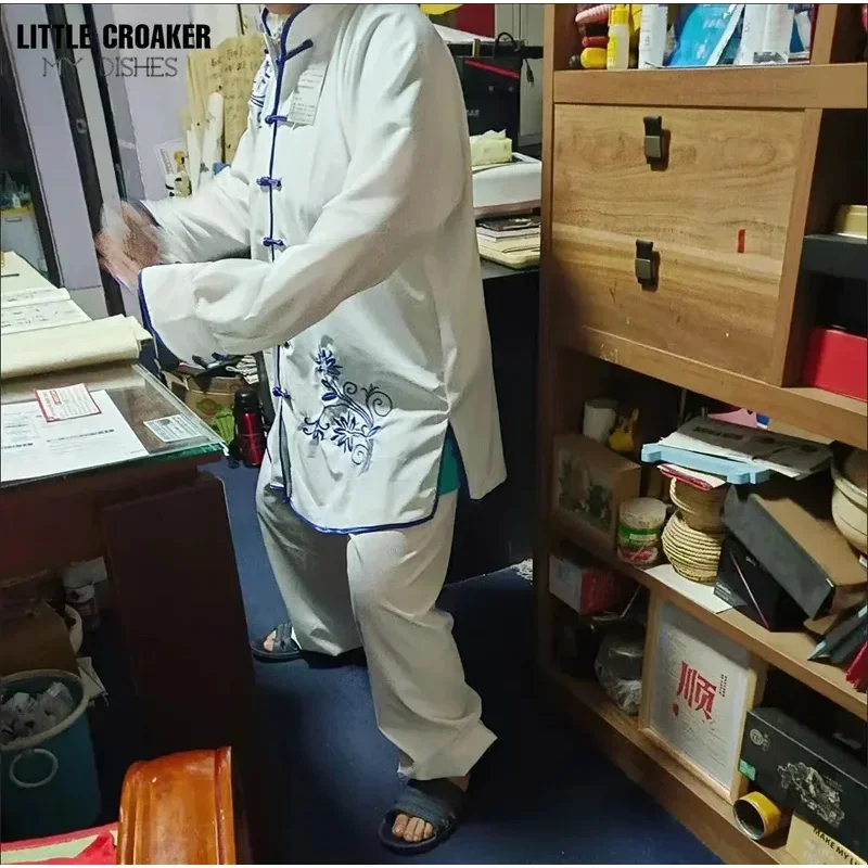 Tai Chi Clothing Chinese Kung Fu Uniform Adults Long Sleeve Embroidery Chinese Morning Exercise Costumes for Men and Women