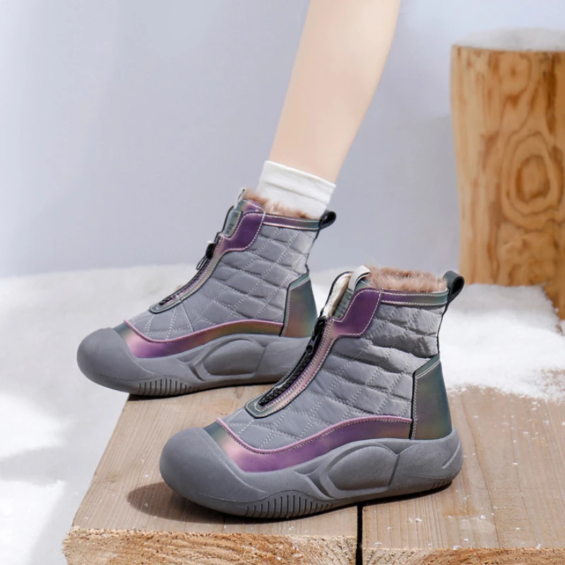 Women\'s Winter Ankle Boots Fashion Designer Skateboard Shoes Ladies Casual Sports Warm Plush Snow Boot Footwear Padded Shoes