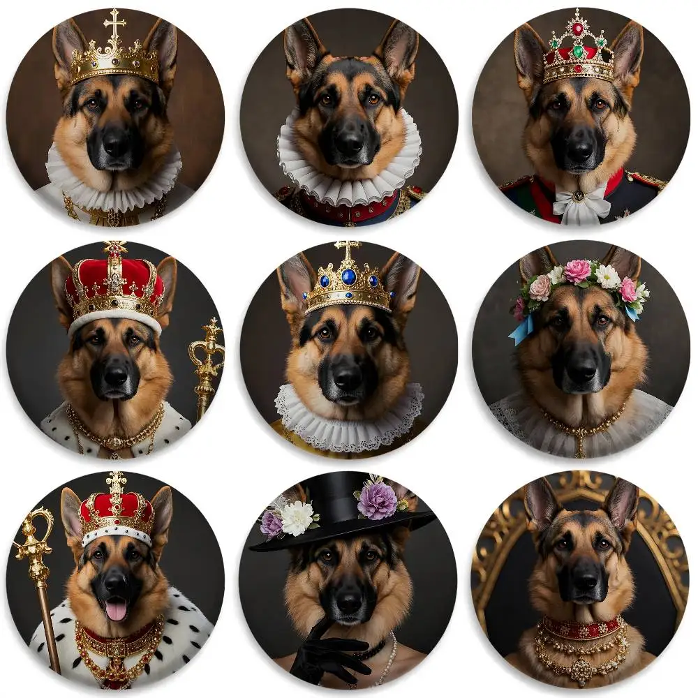 

German Shepherd Dog Cute Nun Badges Round Exquisite Badge Brooches Creative Pins For Clothes Hat Backpack Gift Accessories
