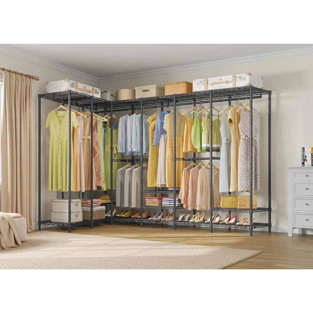 Perchero portátil Extra grande de alta resistencia, organizador de armario de almacenamiento para dormitorio, armario independiente con estantes de alambre