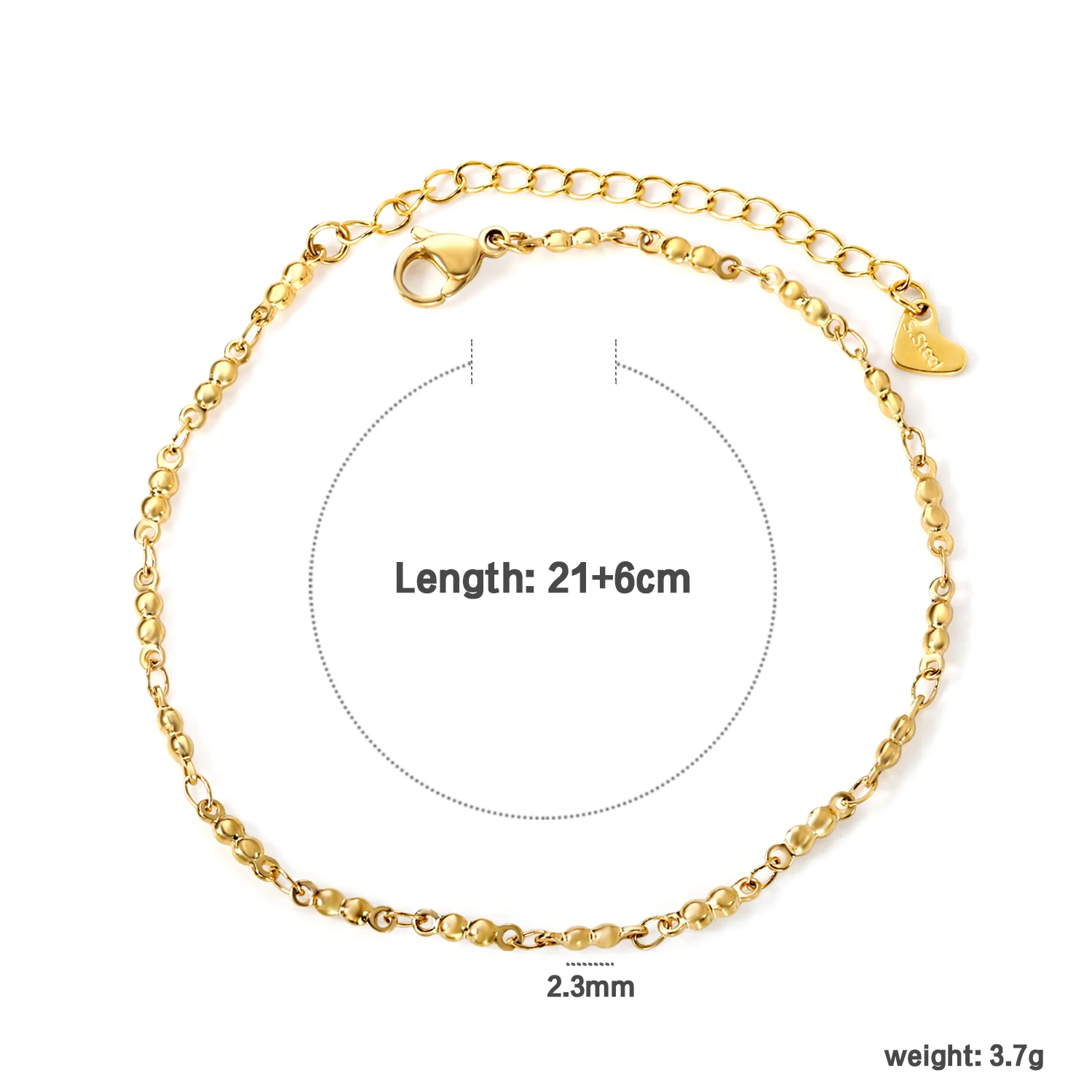 LUXUSTEEL New Women's Hot Selling Stainless Steel 2.3mm Double Bead Accessories Ankle Jewelry Gifts Suitable For Summer