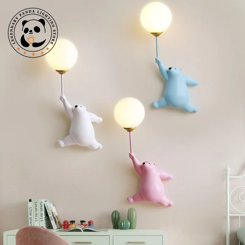 Modern Simplicity Wall Lamps Creative Teddy Bear Sconces Children's Bedroom Bedside Parlor Study Home Decoration Light Fixtures