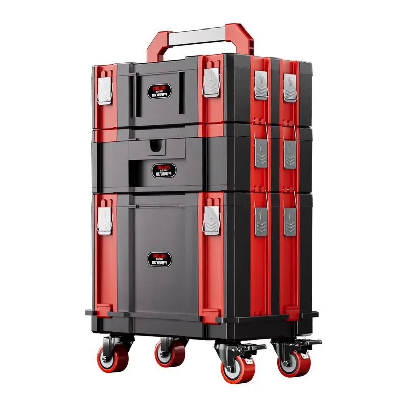 

Complete Tool Case Large Hard Case Tool Box Movable Multi-layer Plastic Toolbox Professional Electrician Toolboxes for Workers