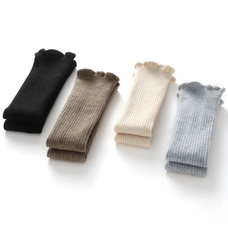 

Зимние 100% кашемировые удлиненные гетры-наколенники 60 см для женщин, согревающие ноги от холода, для ношения на улице, защита от холода