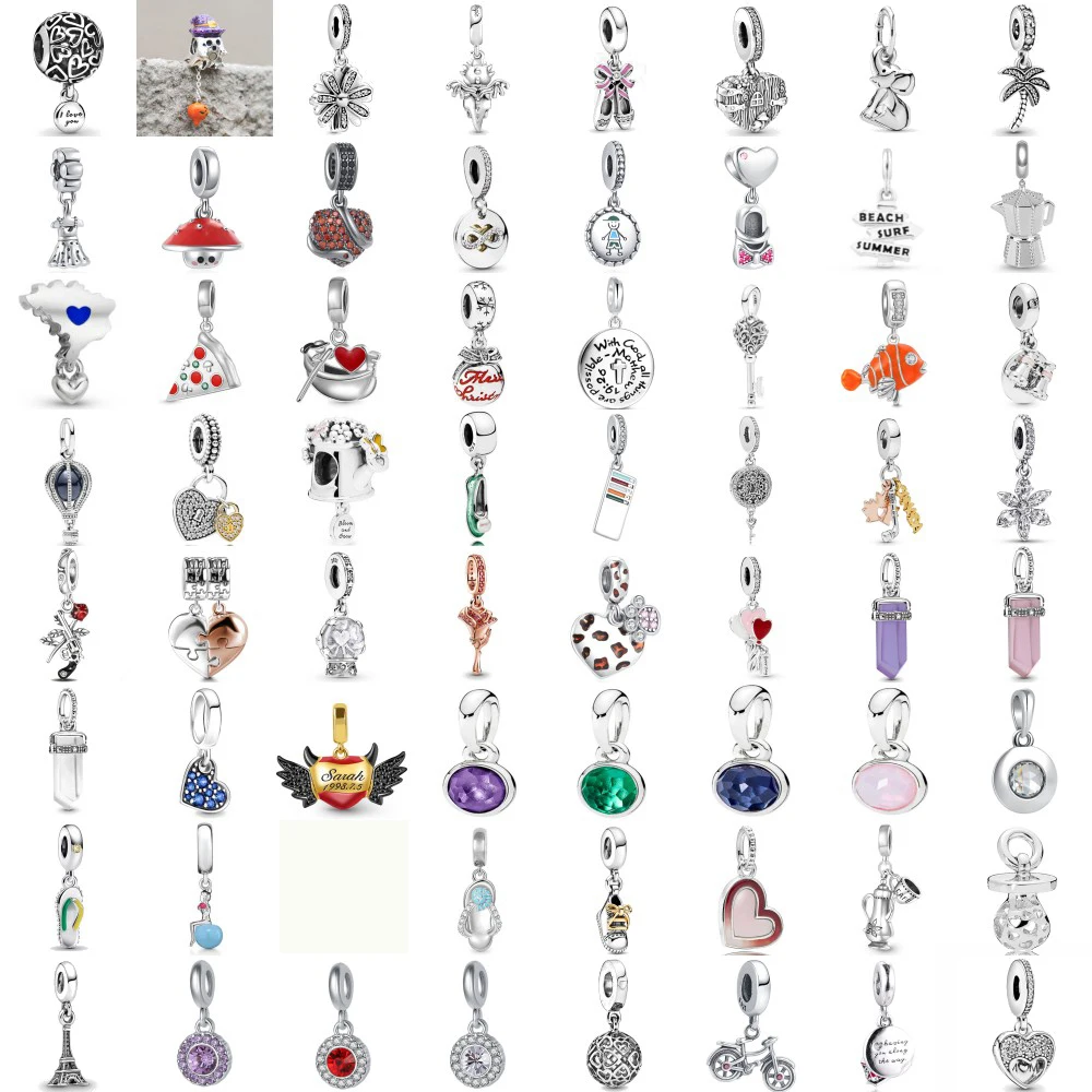 Hot Sale New 925 Sterling Silver Talisman Eiffel Tower Pizza Fish Coco Charm Beads Fit Original Bracelet Accessories DIY Jewelry