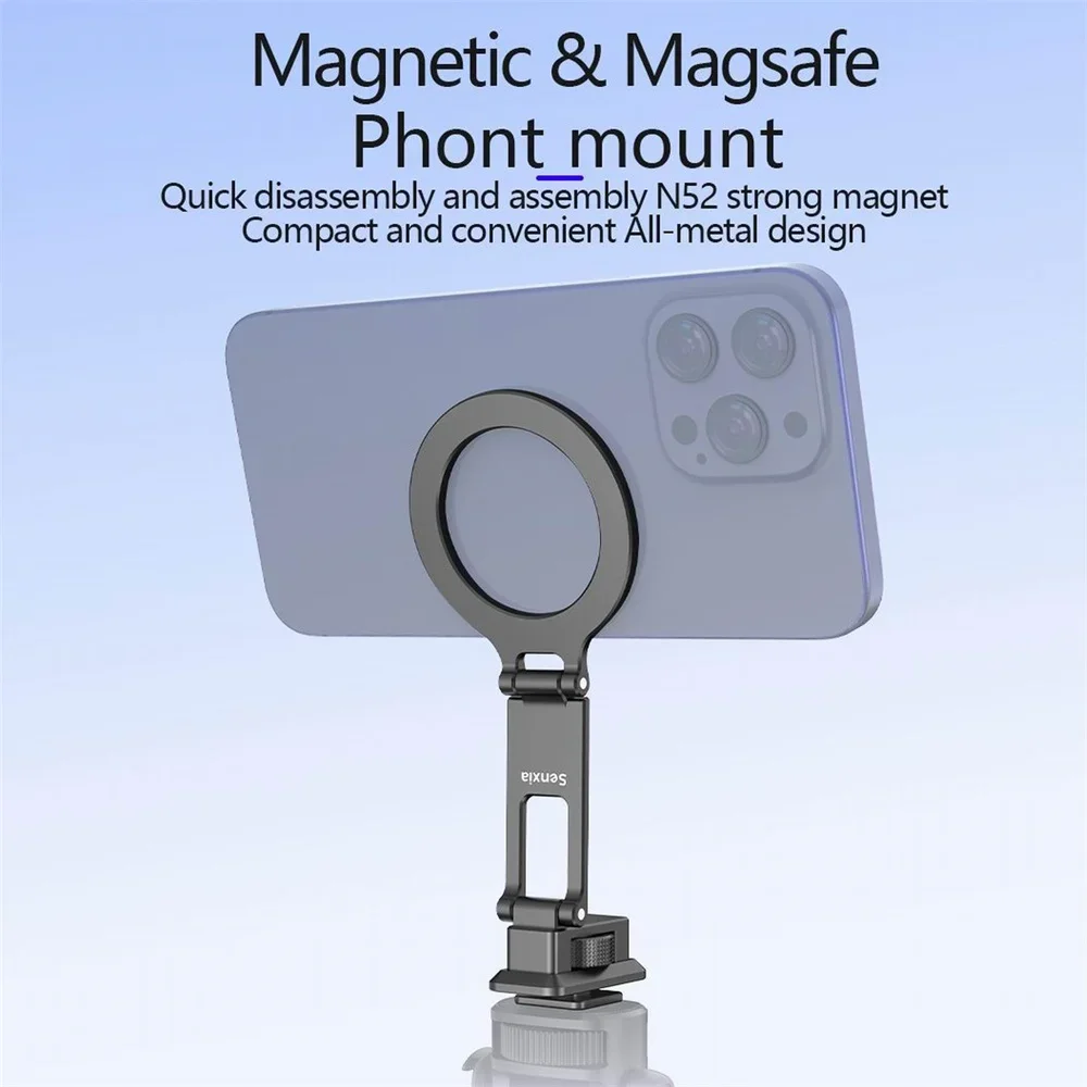 

Aluminum Camera Hot Shoe to ARCA Adapter w/ Magnetic Phone Mount - MagSafe Compatible Bracket for iPhone Camera Monitor Rig