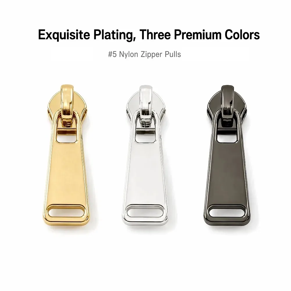 5-30Pcs Nylon Metal Resin Zipper Heads, Light Gold Plating, Replaceable Zip Pulls Wholesale Zipper Sliders For DIY Accessories