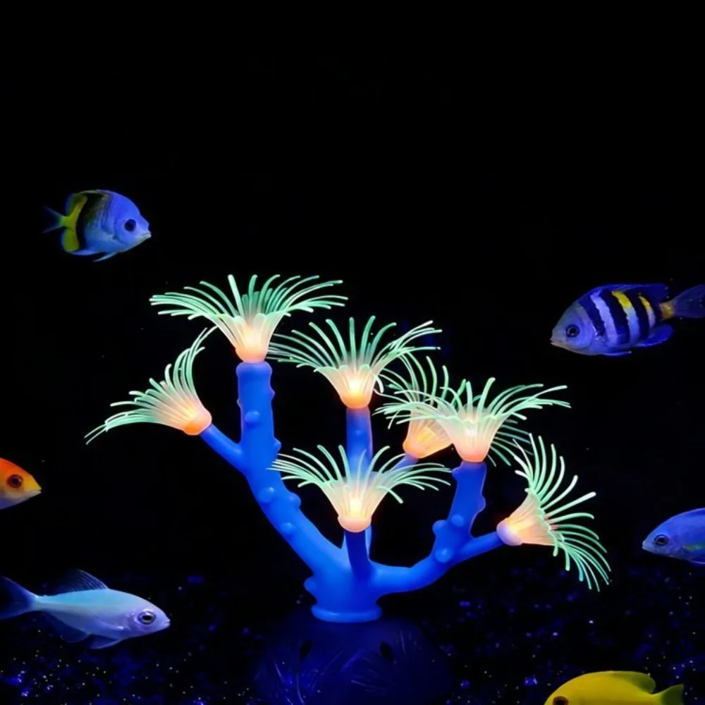 Fluorescence Aquarium Fish Tank Landscape Decoration Silicone Simulation Software Coral Tree Sea Anemone Aquarium Scenery