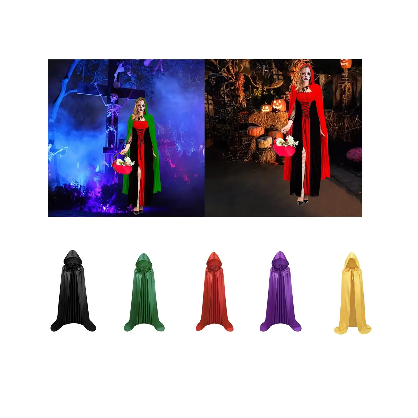 

Hooded Cloak Lightweight Easy to Use Halloween Cosplay Costume Halloween Cloak