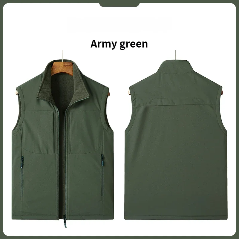 2025 نمط جديد للرجال خريف/شتاء 10 ألوان سترة غير رسمية شتاء دافئ سترة دون أكمام سترة على الوجهين ارتداء مع الصوف #2
