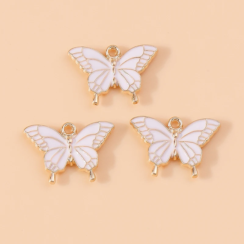 20 Stück 19 x 14 mm niedliche Emaille-Tier-Schmetterlings-Charms-Anhänger für Schmuckherstellung, Ohrringe, Halsketten, Armbänder, DIY-Bastelzubehör – Detail 7