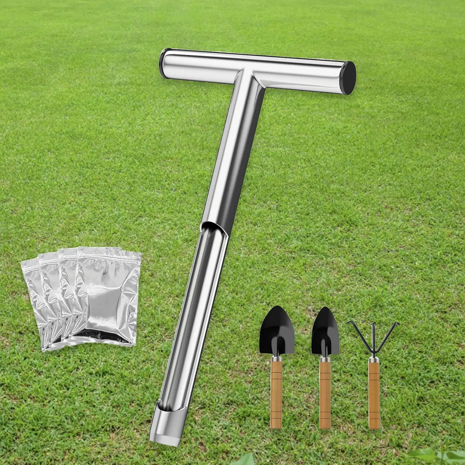 Stainless Steel Garden Soil Sampler with Comfortable Grip for Outdoor Use