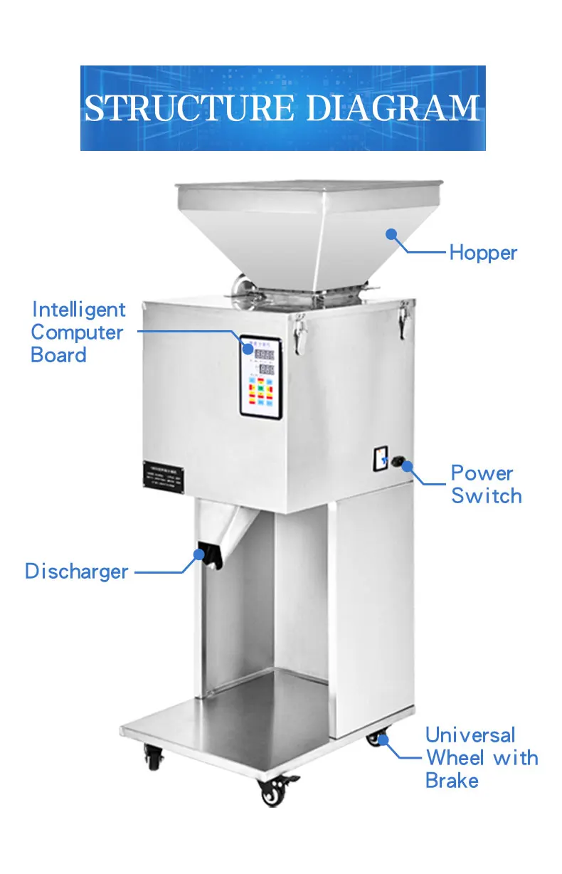 Easy Operation Weighing Filling Machine Granules Powder Tea Coffee Packing Machine Foods Weigher Bag Packaging Machine