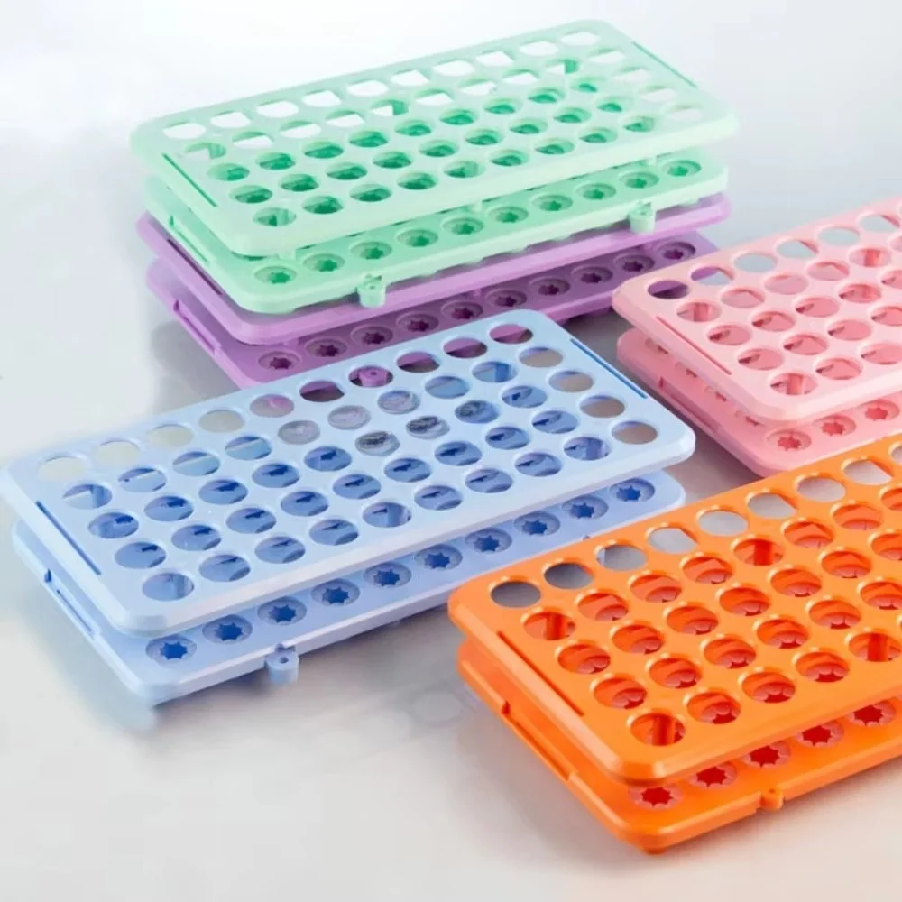 18mm Holes Test Tube Rack Plastic Sampling Tube Storage Centrifuge Tube Rack 50-Slot Stand Bracket Sampling Tube Rack