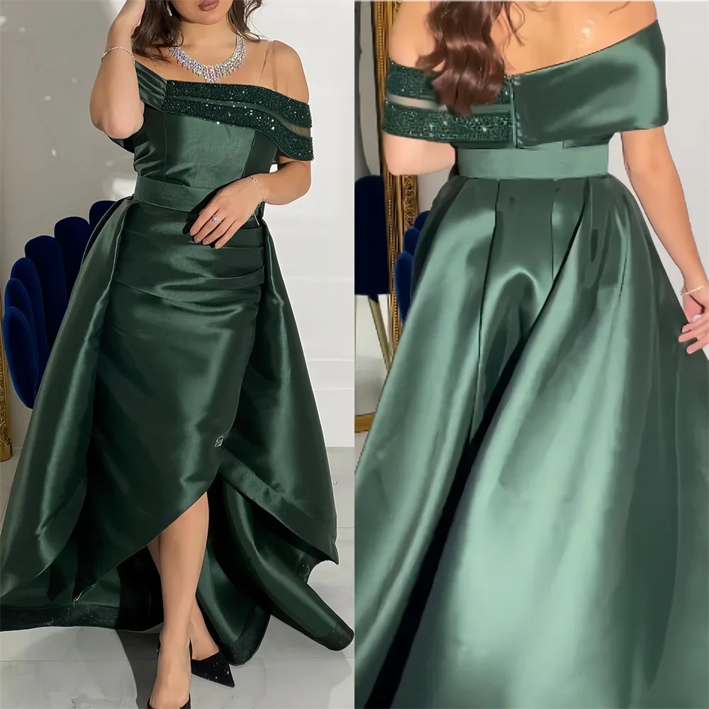 

Customized Saudi Arabia Formal Gown Dearin Off-the-shoulder Ball Floor Length Skirts Layered Shirred Bead Bespoke Occasion Dress