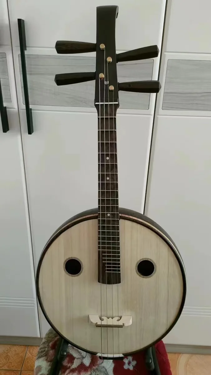 Small Ruan Xiaoruan With Round Holes Straight Chinese String Instrument