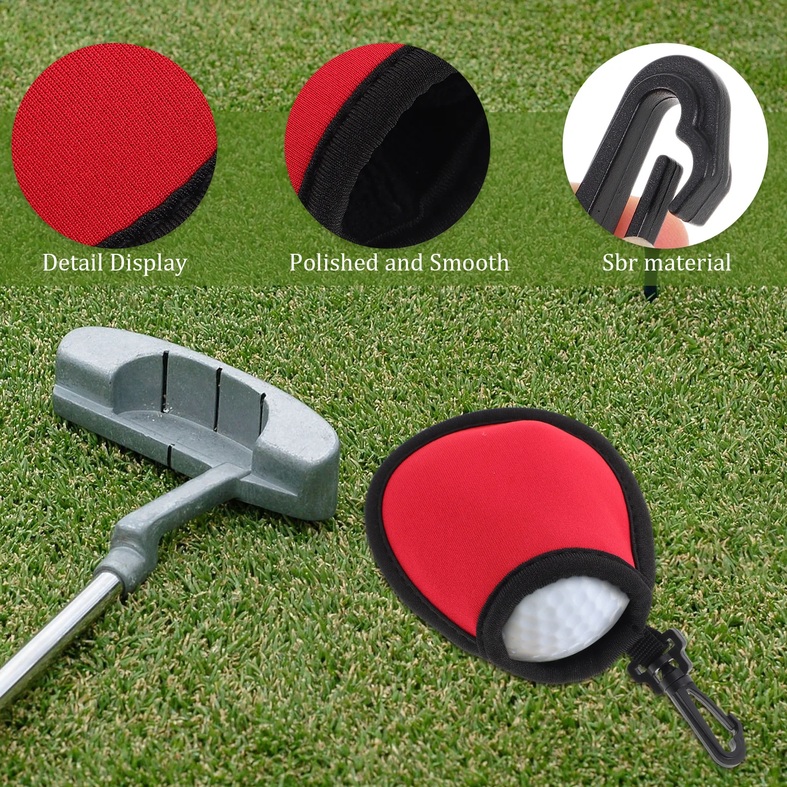 6Pcs Portable Golf Ball Washer Pocket Hanging Clip Cleaning Bag Durable Golf Accessories Organizer Pouch Ball Washer Pouch