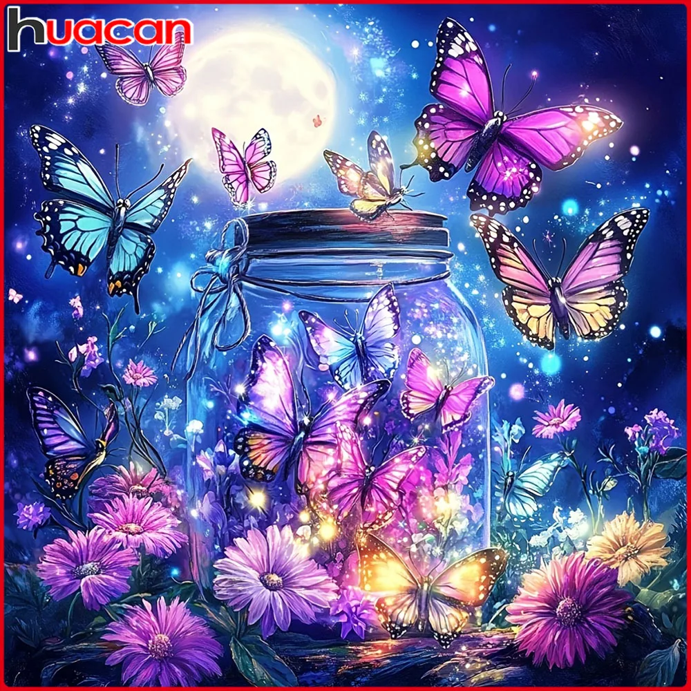 Huacan Vollständiges Diamant-Gemälde Schmetterling Gänseblümchen Diamant-Mosaik Tier Blume Neu 2026 Strass-Bilder