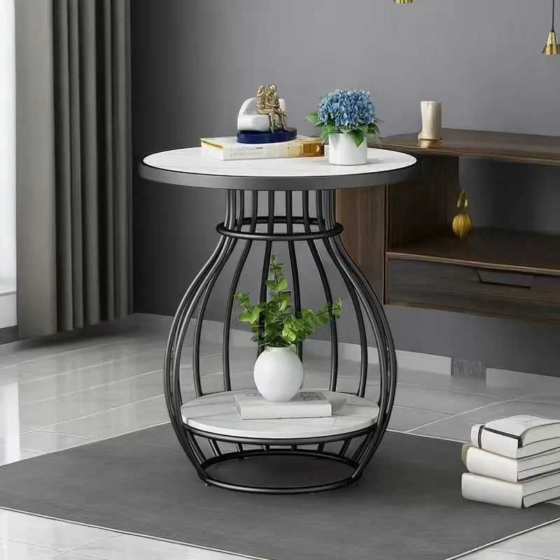 Round Simple Coffee Table Unique Space Saving Aesthetic High Metal Luxury Side Table Standing Couchtisch Living Room Furniture