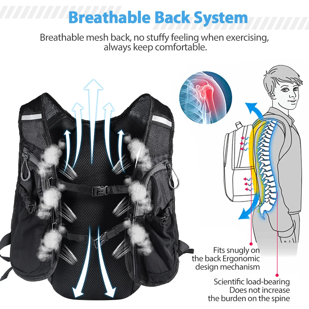 Running Backpack Vest With Water Bottle Hydration Bag, Lightweight Bicycle Running, Jogging, Marathon Riding, Hiking Bag