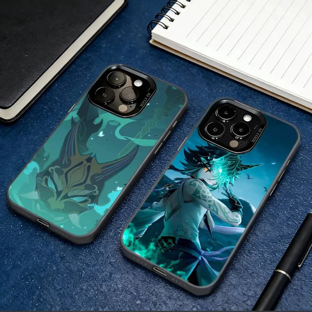 Genshin X-Xiao Phone Case For iPhone 17,16,15,14,13,12,11 Plus,Pro Max,XS,Colored Silver Plated Inside Cover