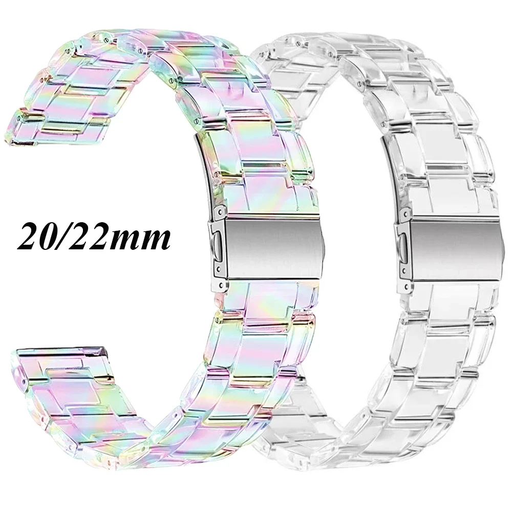

Прозрачный полимерный ремешок 22 мм 20 мм для Samsung Galaxy Watch 7 6 5 4 3 Gear S3 Active2 Band для Xiaomi Watch S4 S3 S2 S1 Браслет