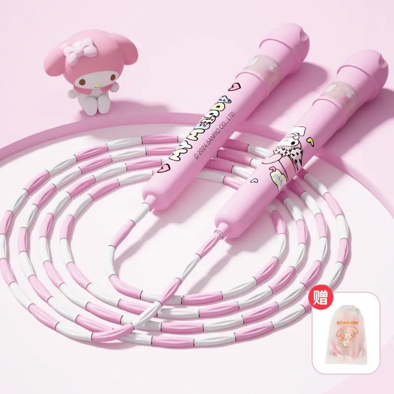 New Kawaii Sanrio peripheral cartoon pattern jump rope Hello Kitty Kuromi My melody Children's adjustable bamboo jump rope gift