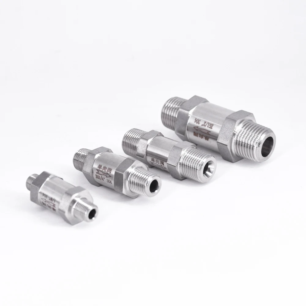 1/8 "1/4" 3/8 "1/2" BSP NPT z męskiego na męskie jednokierunkowy zawór zwrotny 304 rzędowy ze stali nierdzewnej