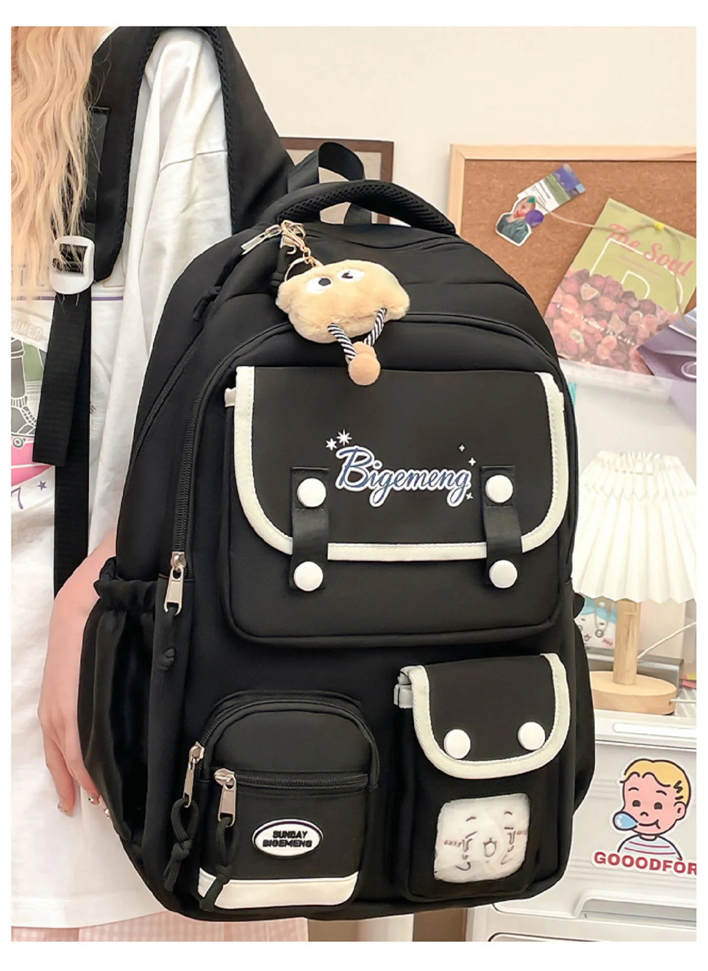 2025 cute student Backpack schoolbag For High School And Primary School Student Campus Versatile Backpack with doll