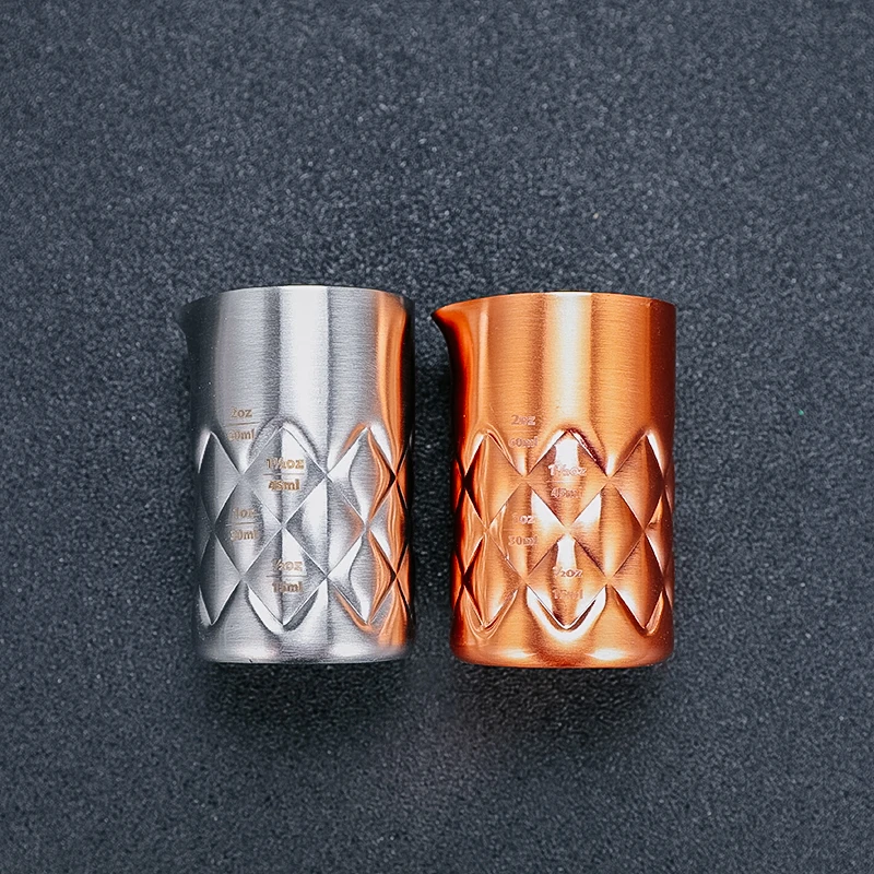 

100ml 304 Measuring Cup Tools Bar Measure Cocktail Jigger - Metal Bar Spirit Measure with Pour Spout Silver/Copper Barware