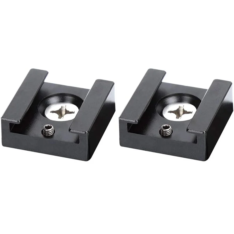 Cold Shoe Mount Aluminum Adapter Bracket Hot Shoe with 1/4 Thread for Camera Cage Flash Shoe Mount(2 PCS)