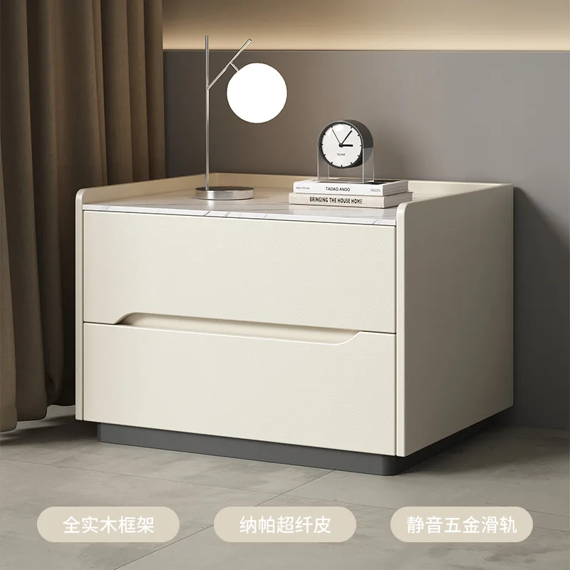 Legno massello, comodino, moderno, semplice, lusso leggero, fascia alta, camera da letto, lastra di roccia