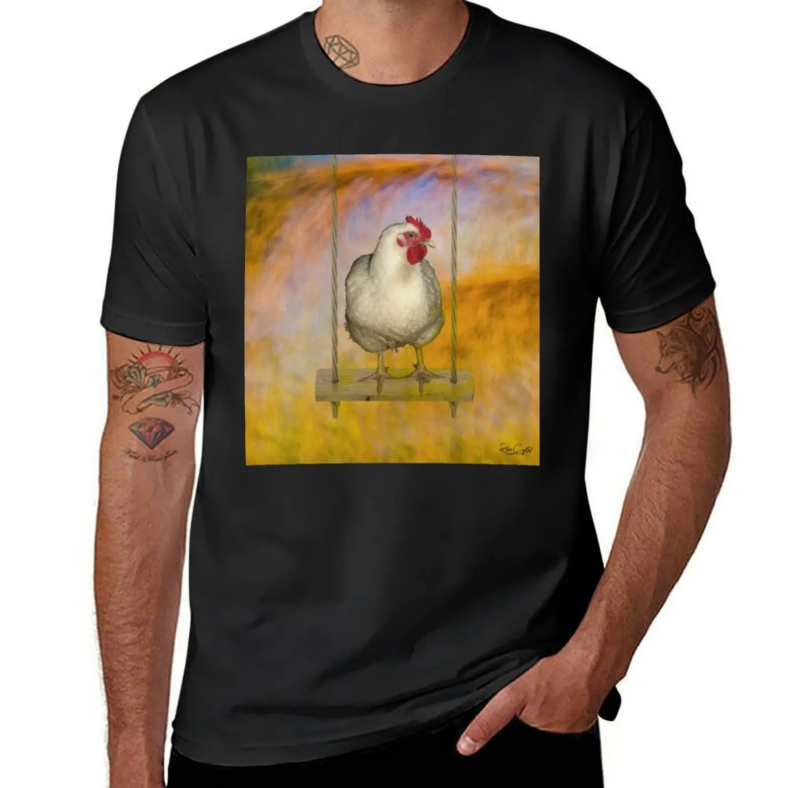 

Just a Chicken on a Swing T-Shirt customs design your own boys whites tops oversized mens graphic t-shirts anime