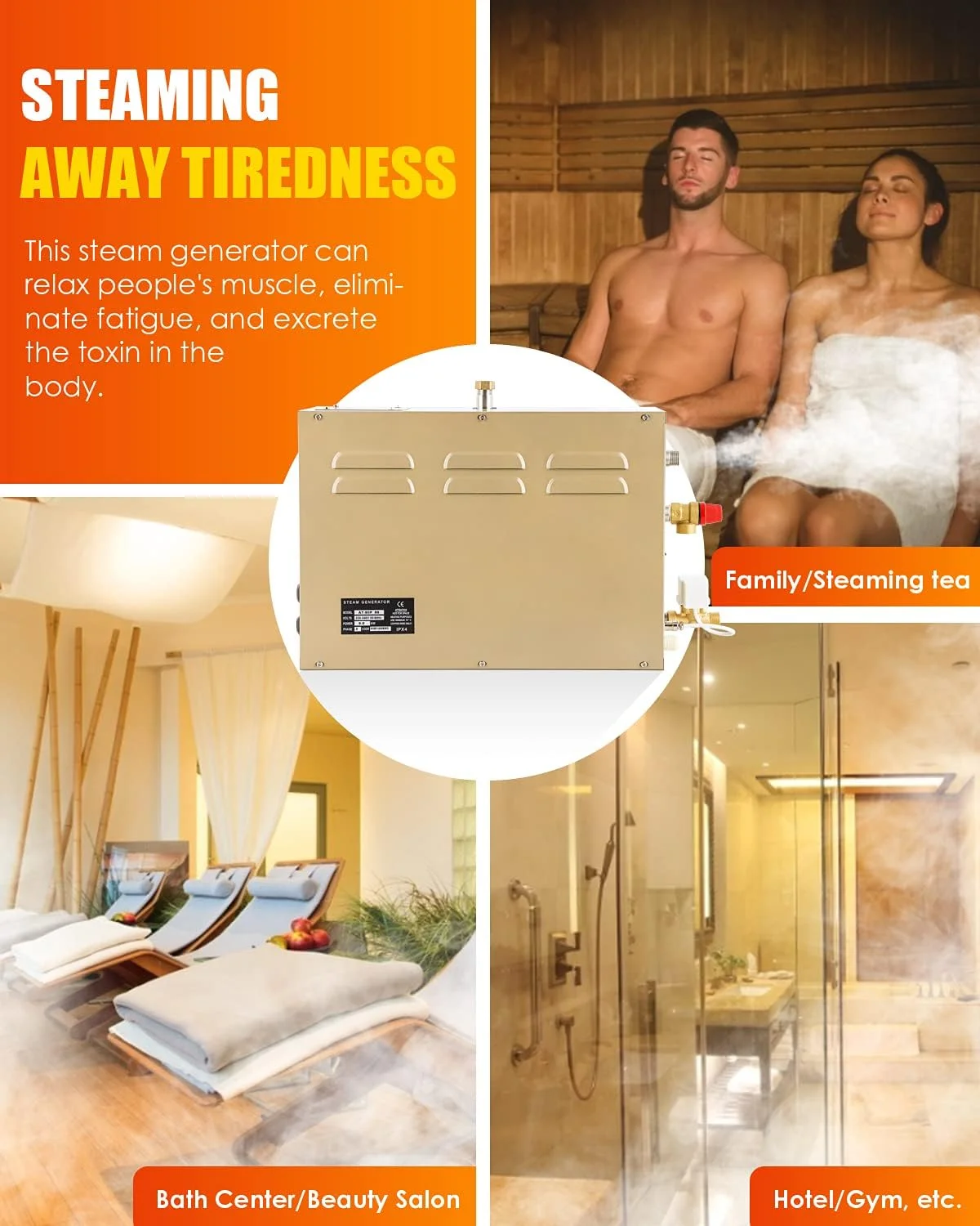 Tlf 6kw comercial auto-drenagem gerador de vapor sistema de chuveiro casa banho de vapor spa gerador 30 min a 12 horas