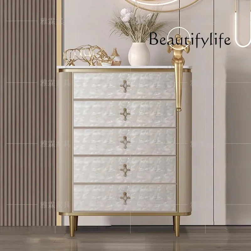 ZL غرفة المعيشة الفاخرة درج تخزين خزانة صندوق تخزين خشبي مفتوح الصدور خزانة سعة كبيرة أثاث المنزل #5