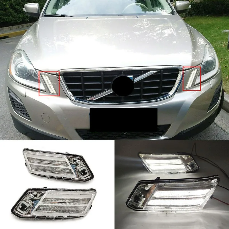 

Для Volvo XC60 2009 2010 2011 2012 2013 для автомобиля 31290873 31290874 DRL Боковое крыло Угловой фонарь Дневные ходовые огни подходят