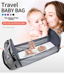 Upgraded simple mommy bag, portable foldableing backpack, multi-functional large-capacity crib mother and baby mommy bag