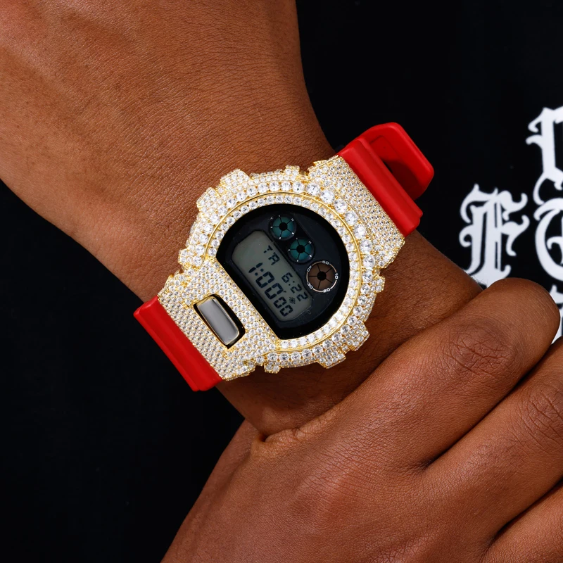 S925 Sterling Silver Moissanite for DW6900 Series Watch Case Bling Iced Out Bezel Hip Hop Watch Accessories view 4
