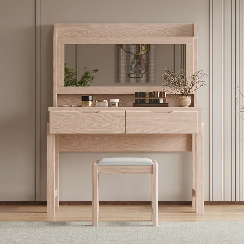 #Luxury Nordic Dressing Table Makeup Chair Bedside Furniture Cheap Large Mirror Rattan Makeup Vanity Set Glass Accent Rooms Desk