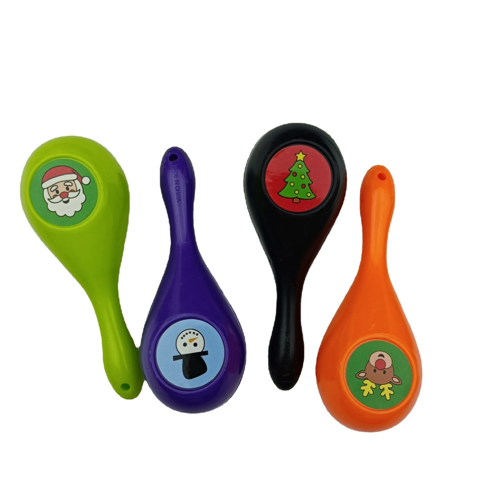 6Pcs Plastic Sand Hammer Maraca Rattle Shaker Kids Christmas Halloween Pattern Musical Instruments Children Music Learning Toys