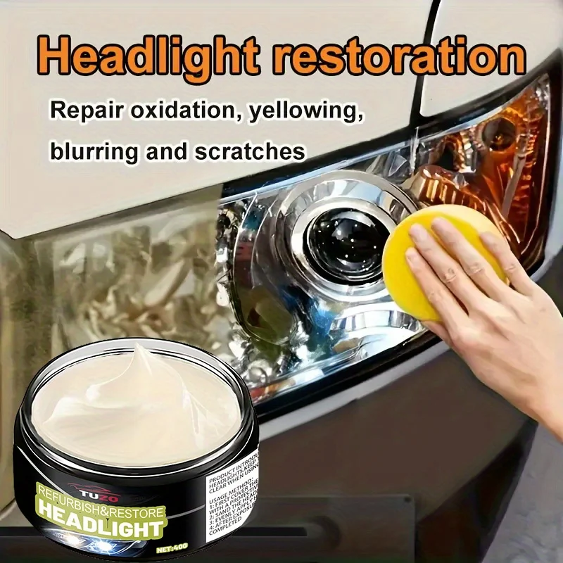Car Headlight Oxidation Refurbishment Agent, Yellowing Restoration and Repair, Scratch and Blur Removal, Restores Headlight Brightness, Suitable for Car Front and Rear Lighting