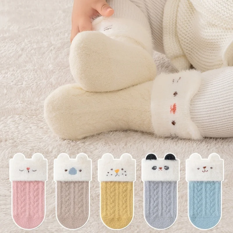 Winter Warm Kids Socks Cartoon Newborn Toddler Fleece Thicken Socks High Quanlity Baby Soft Boneless Socks For 0-5Years Boy Girl