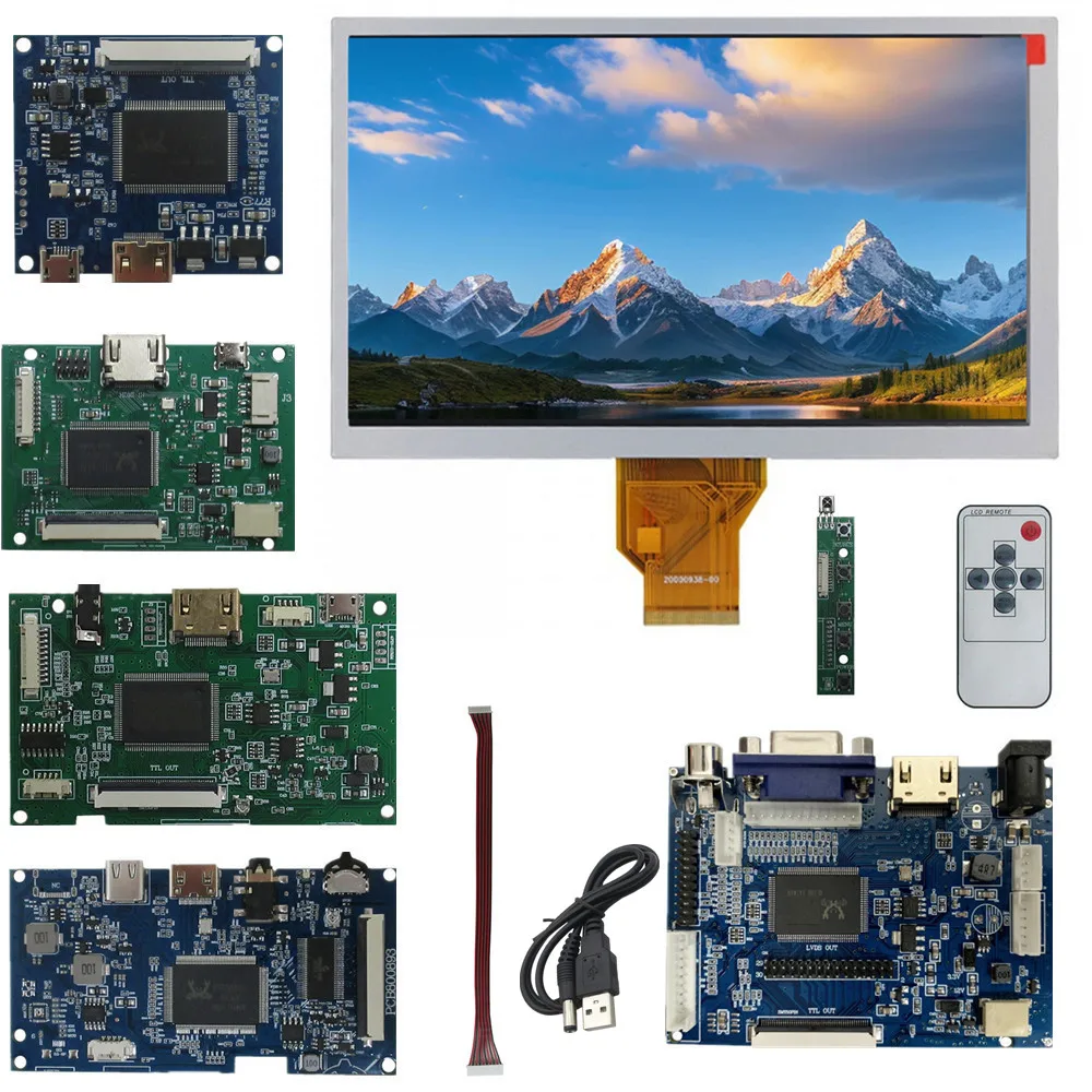 شاشة LCD 8 بوصة AT080TN64 للتحكم في السائق، شاشة متعددة الوظائف مدعومة بالكمبيوتر HDMI متوافقة مع جهاز Raspberry Pi Banana Pi PC